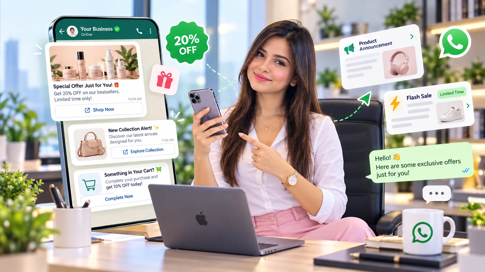 WhatsApp advertising messages examples for offers, product launches, flash sales and customer promotions