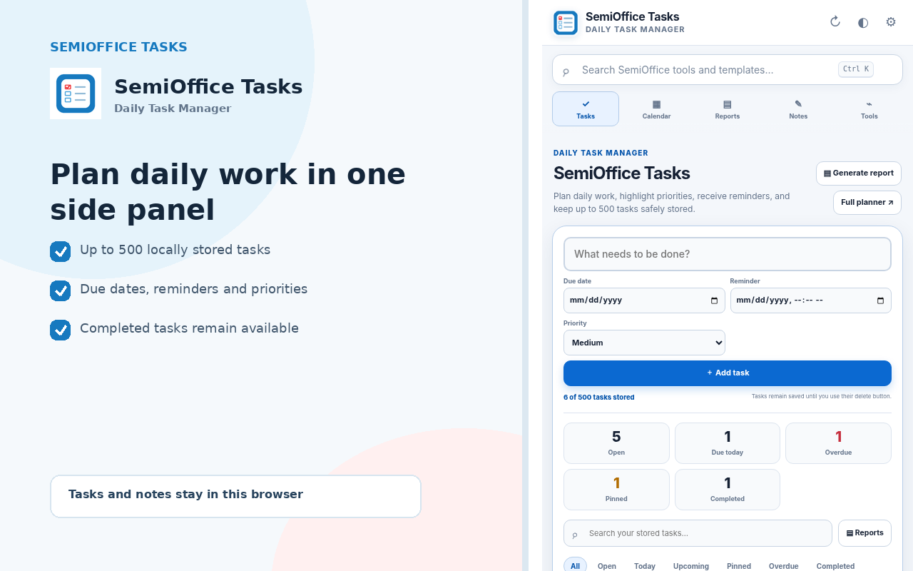 SemiOffice Tasks main task list