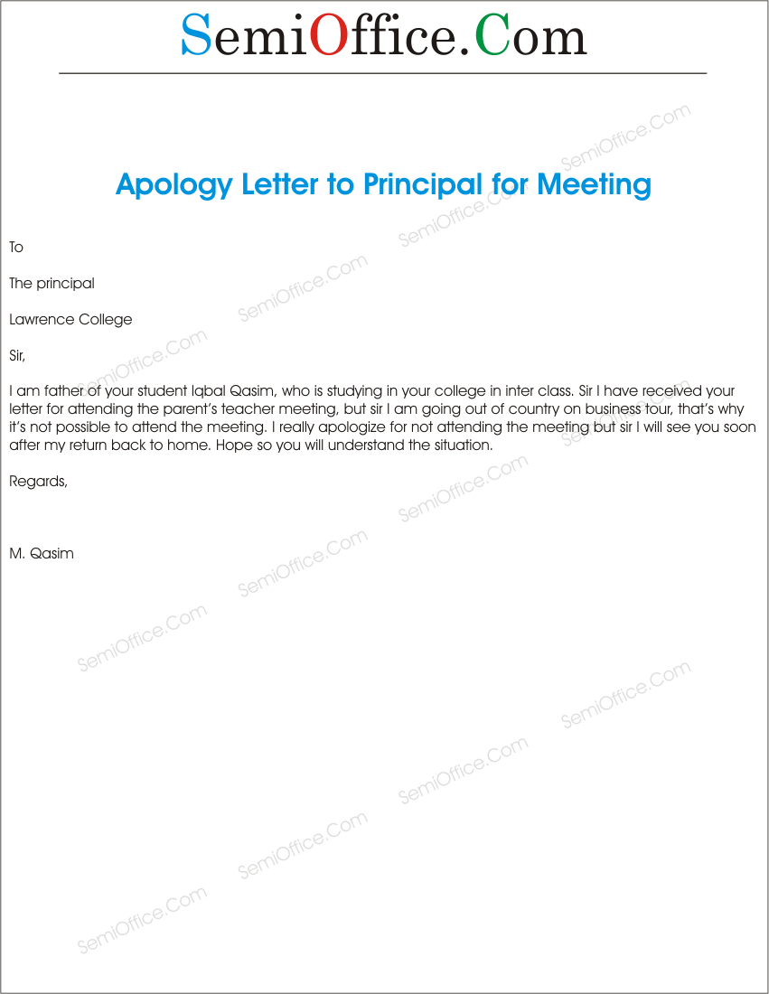 Application of Apology For No Attend In School Guardian Meeting