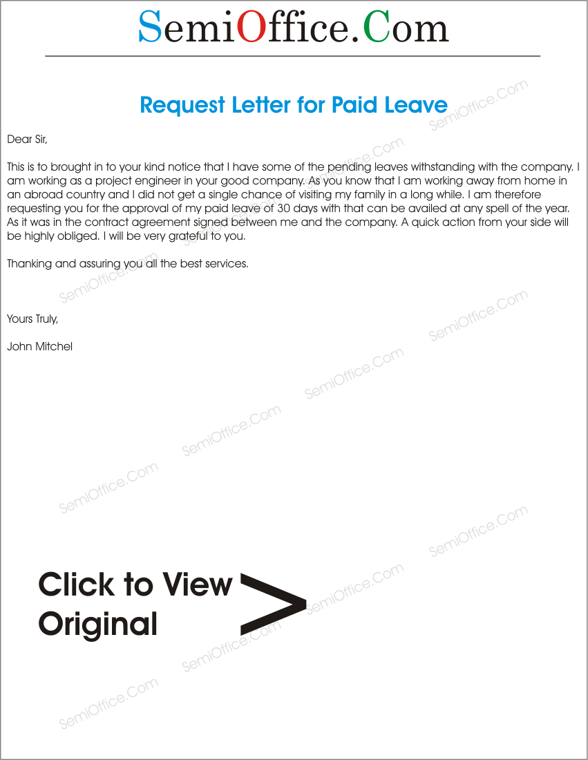 Application Letter for Paid Leave