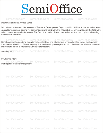 Application for Increase of Fuel Allowance