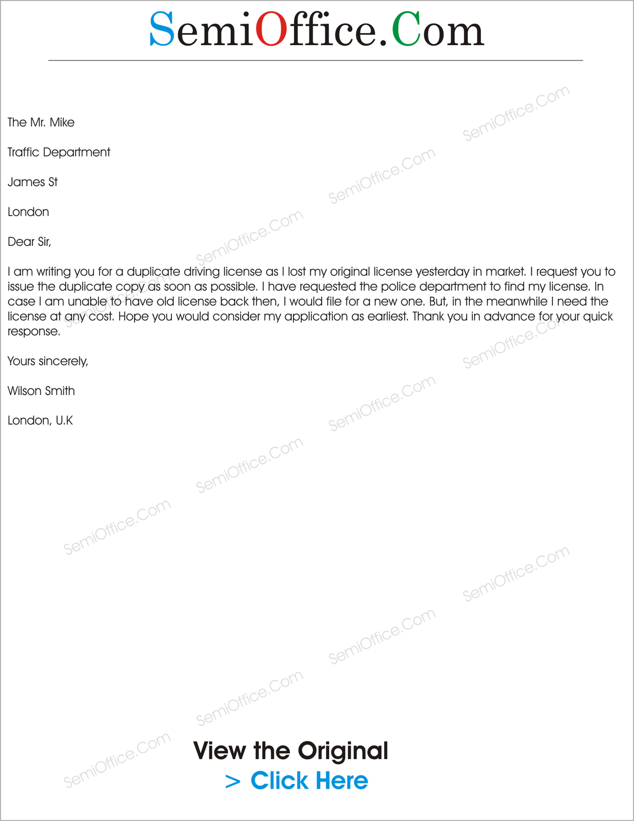 Application for Lost Driving Licence