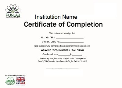 Certificate of Completion Template