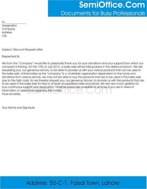 Discount Request Letter Template of Purchase