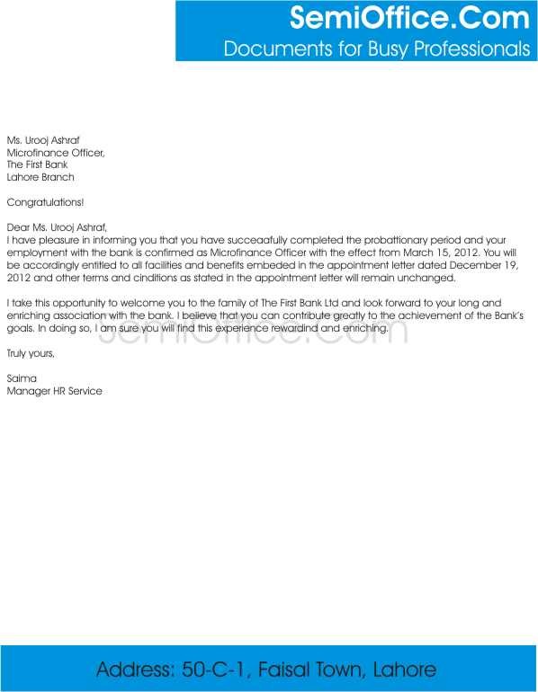 Employment Confirmation Letter From Employer