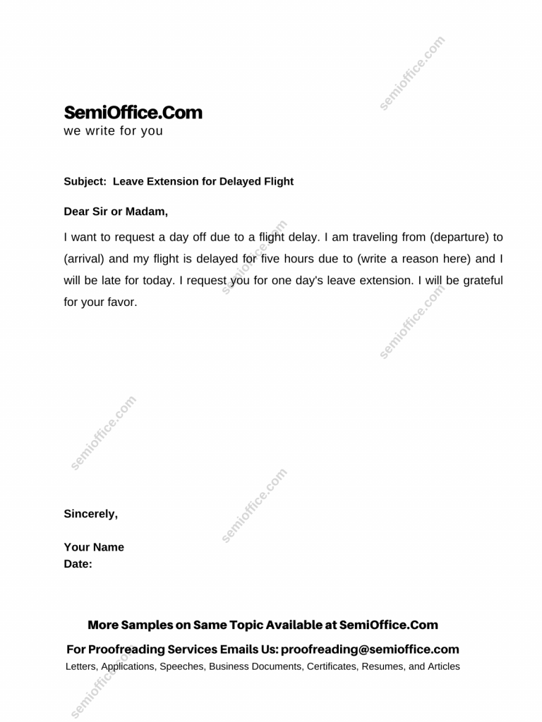 Leave Extension Request Due to Flight Delay