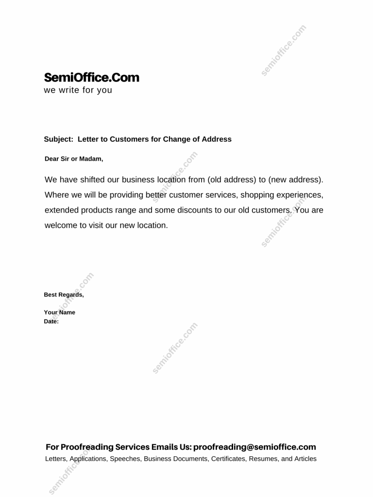 Change of Address Letter for Customers