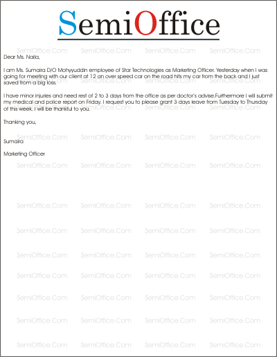 Medical Leave Application from Office