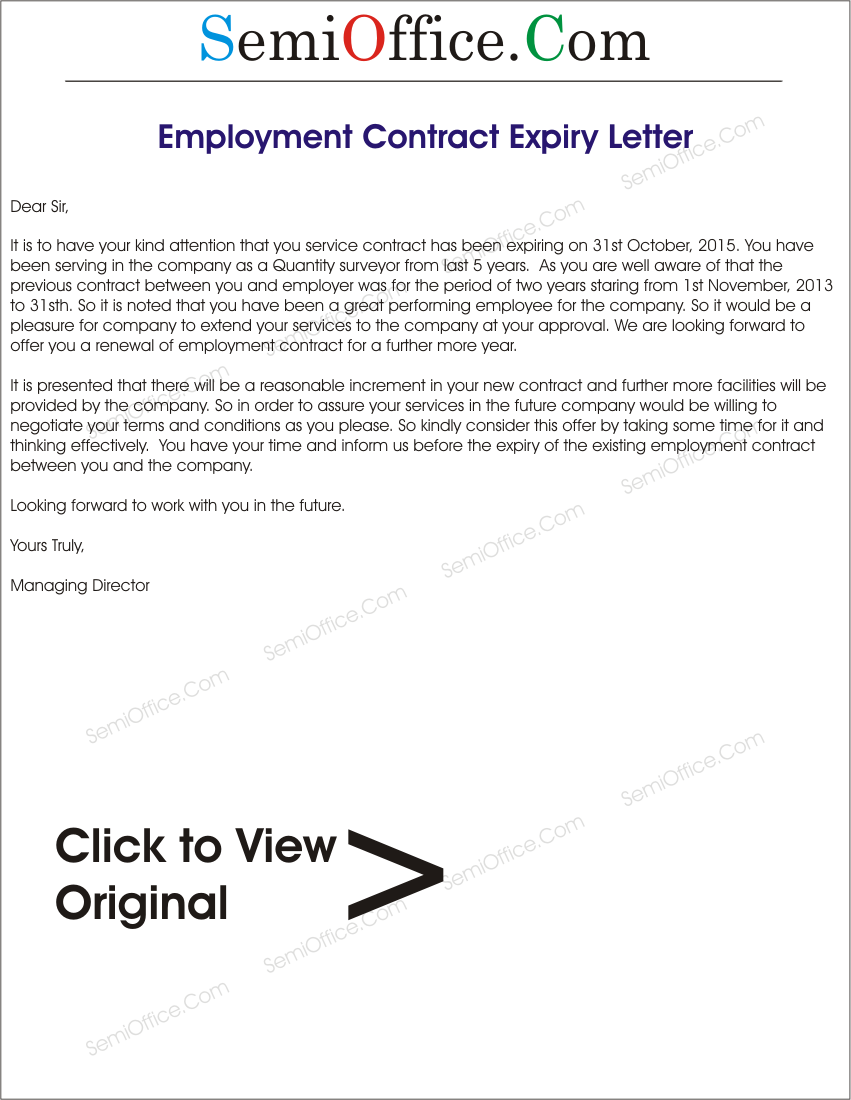 Notice of Expiry of Employment Contract