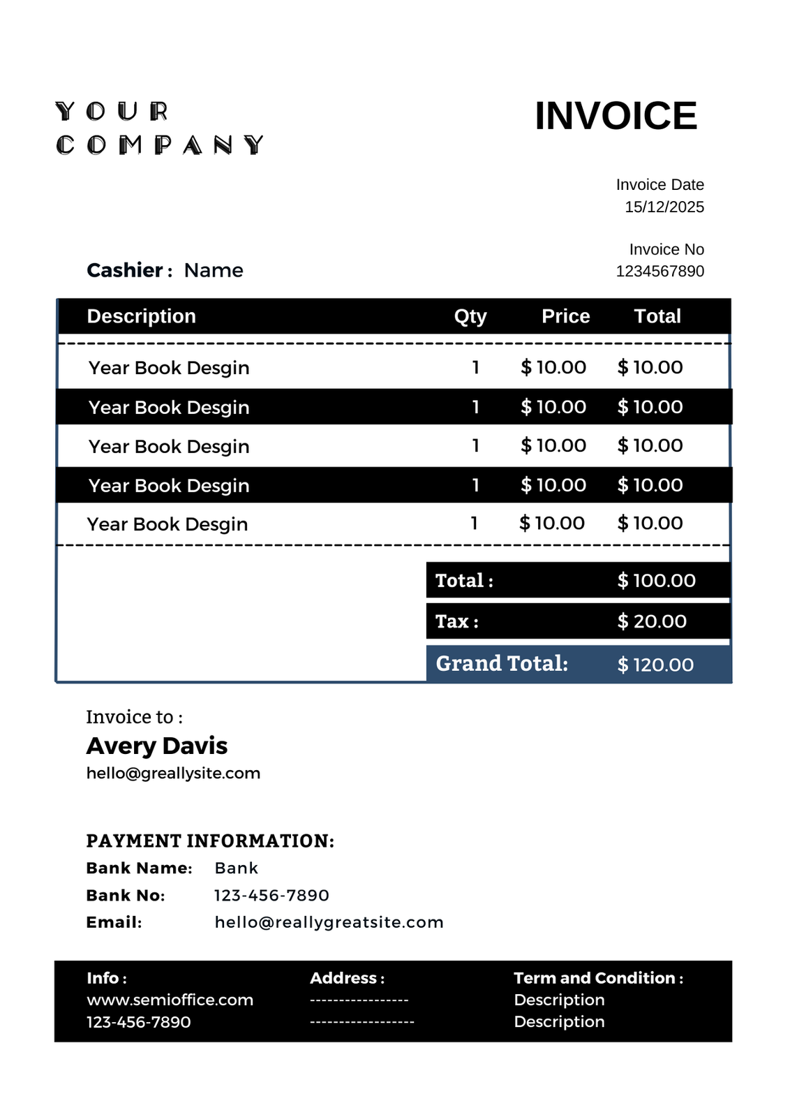 Payment Receipt Template in Excel Free Download