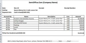 Payment Receipt Template in Excel Free Download