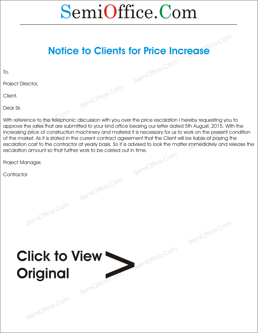 Rates Revision Sample Letter Format