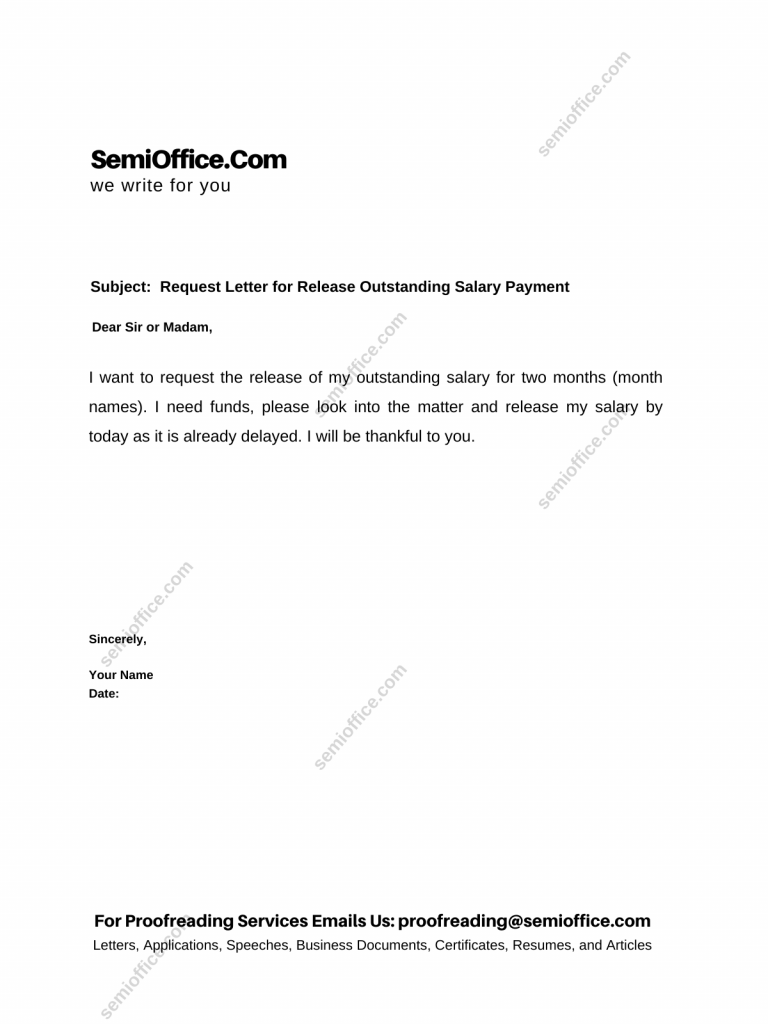 Request Letter for Payment of Pending Salary