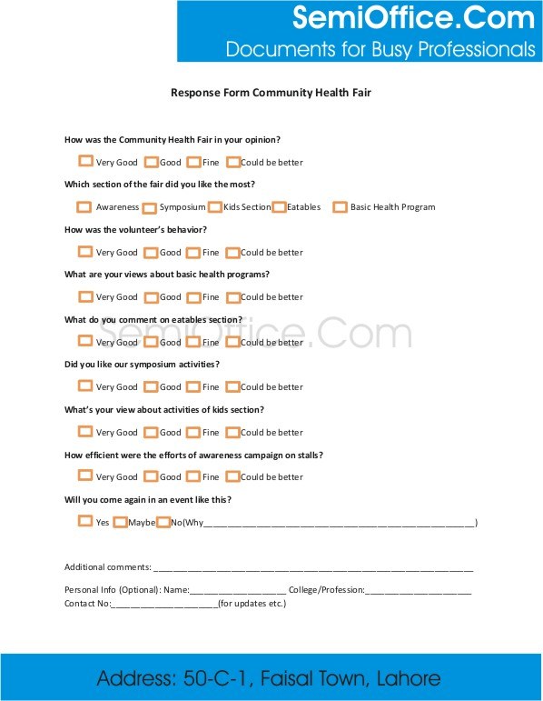 Sample Survey Form Template for Free Download