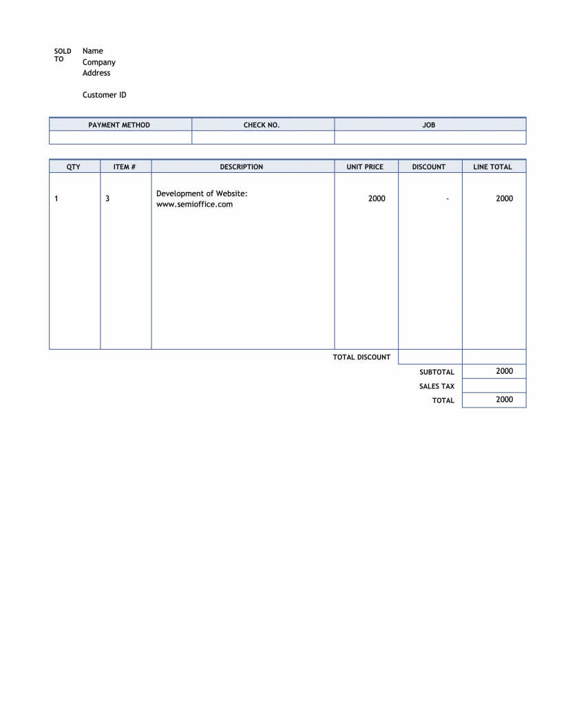 Sales Invoice In Word Format Free Download