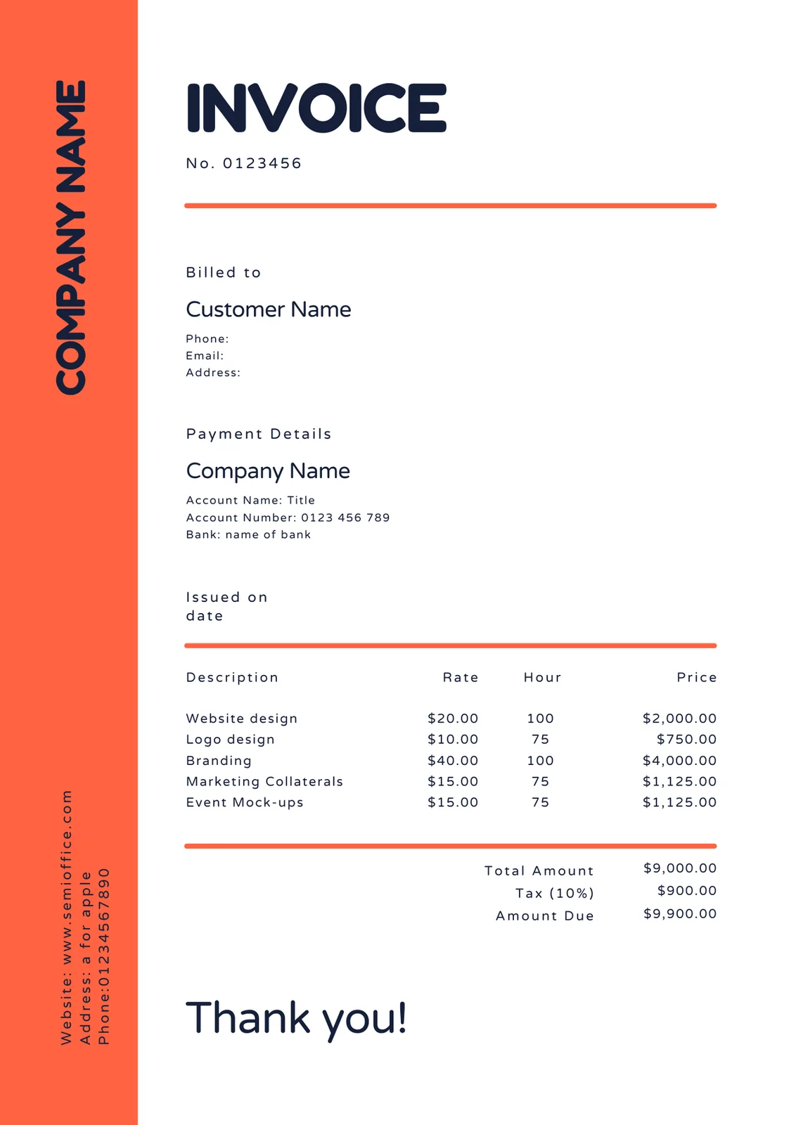 Sales Invoice In Word Format Free Download