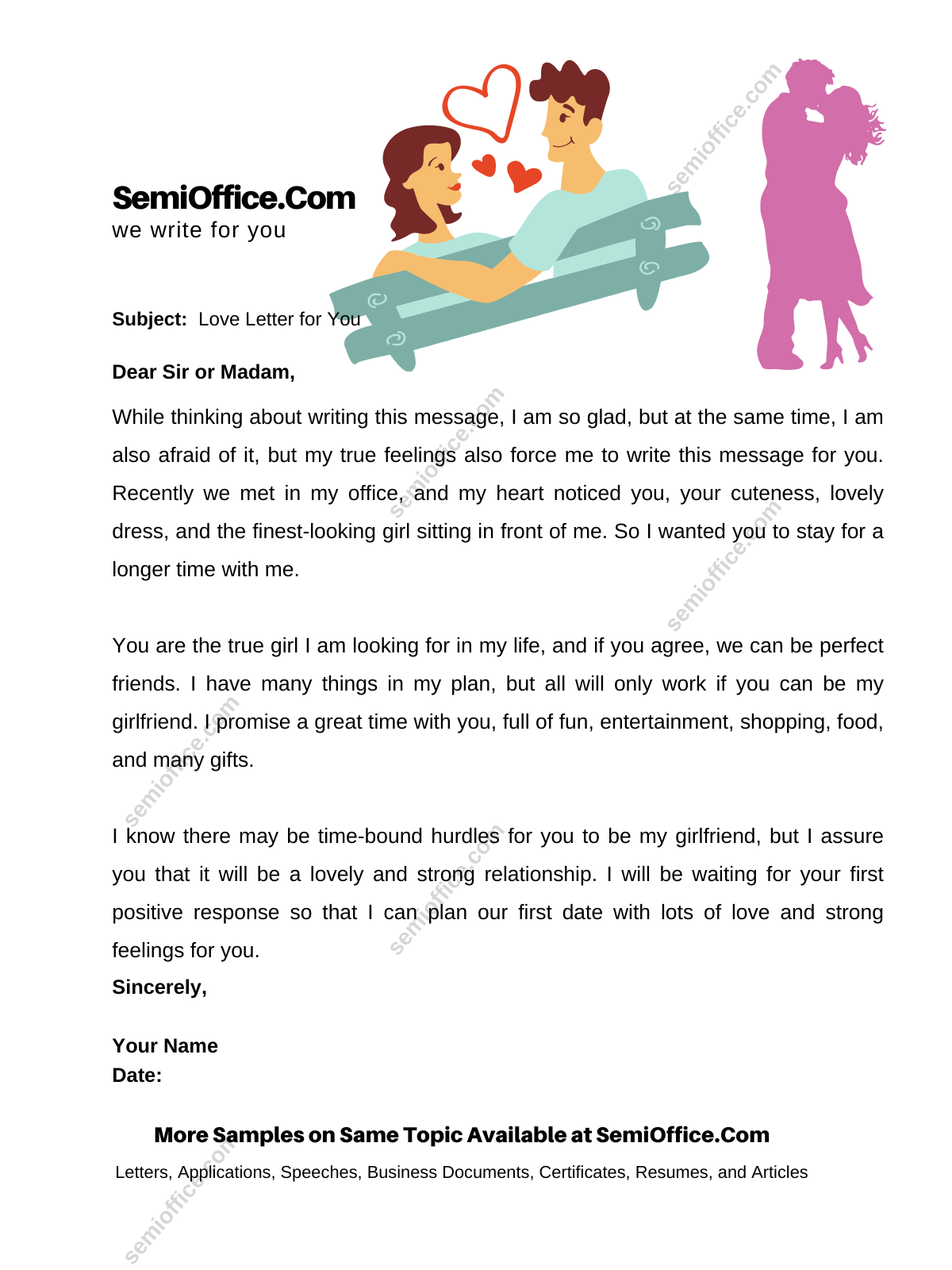 Sample Letter to Propose a Girl to be My Girlfriend
