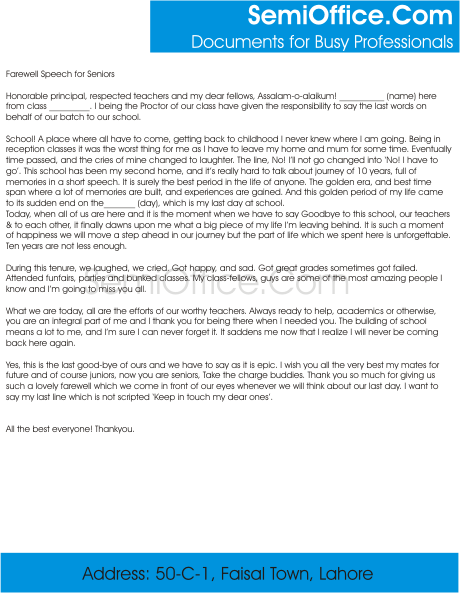 Sample Farewell Speech By Students of School