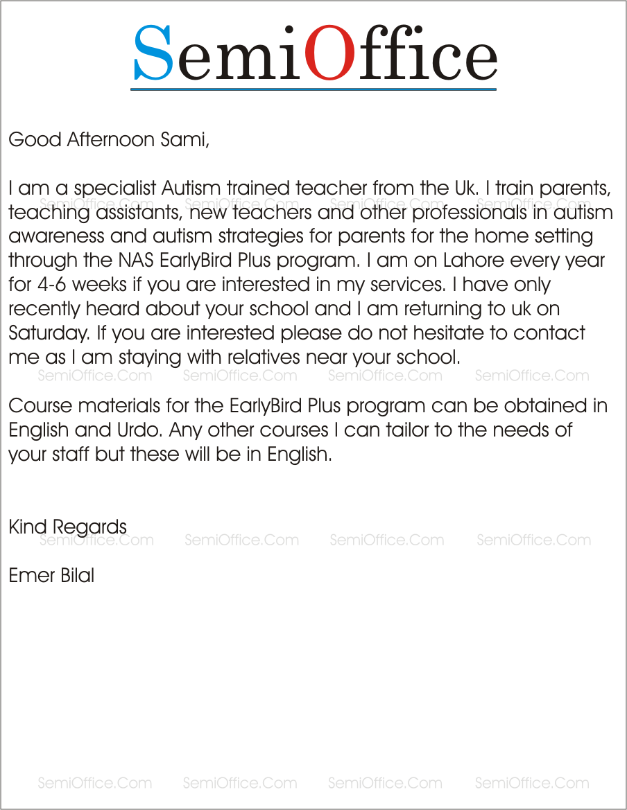 Sample proposal letter for training program