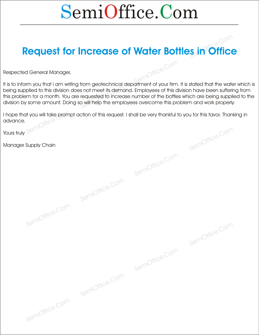 Water Increase Letter Request to GM
