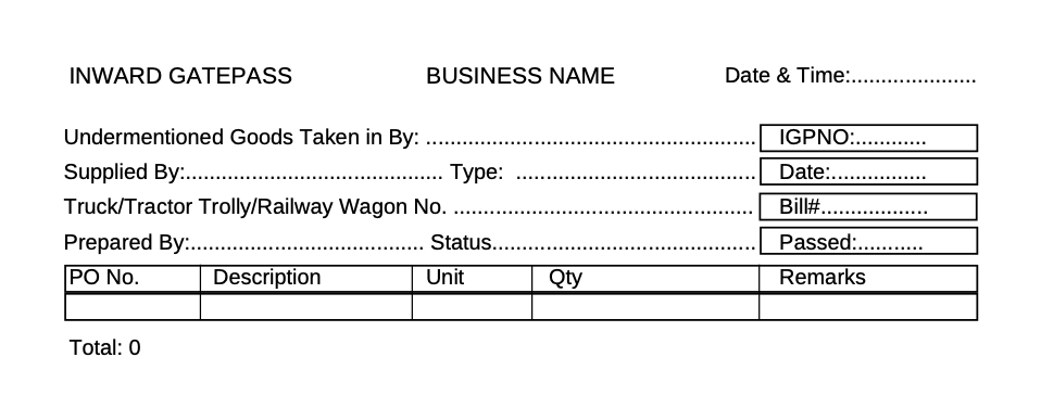 Gate Pass Format For Goods Sample Free Download | SemiOffice.Com