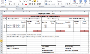 Comparative Statement Format in Excel - SemiOffice.Com