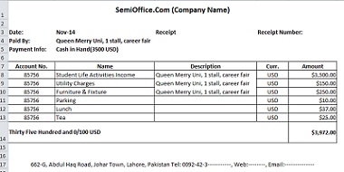 free receipt template excel