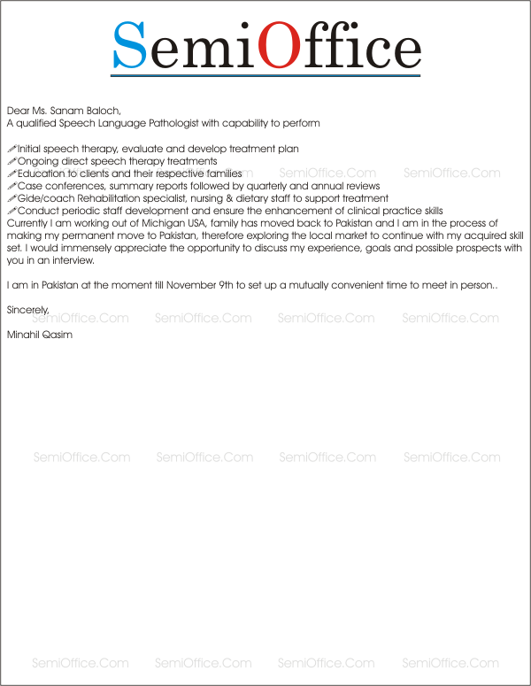 Cover Letter for Speech Language Pathologist & Teacher (600 x 775 Pixel)