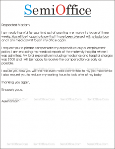 for medical office leave letter format Maternity Leave Letter After Rejoining Sample