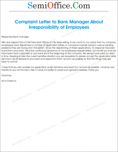 complaint manager bank letter