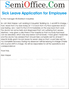 Sick Leave Application Letter Format for Office