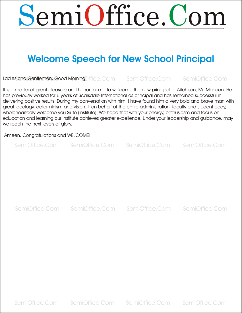 welcome speech sample for school