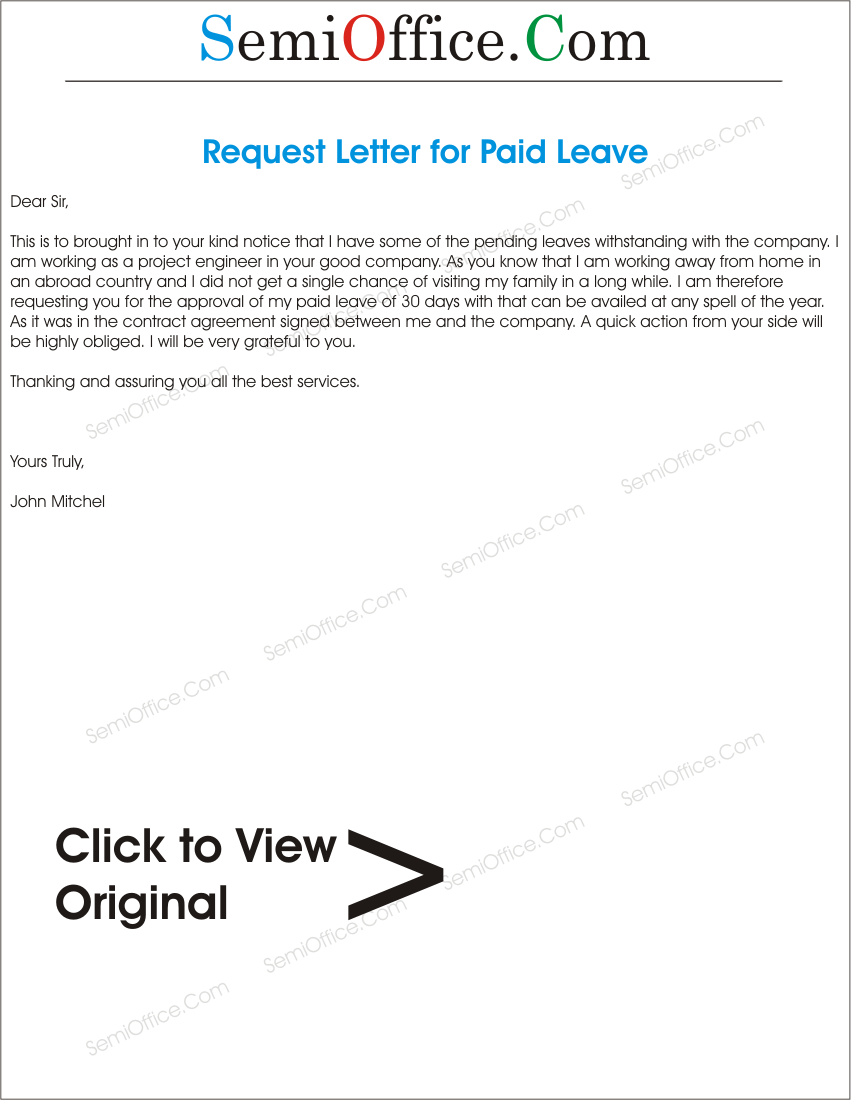 Application Letter For Paid Leave