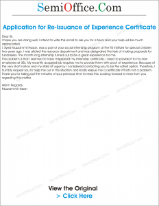 Application Letter Experience Certificate Request Letter For Experience Certificate Letter