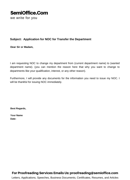 how do i write a noc application letter