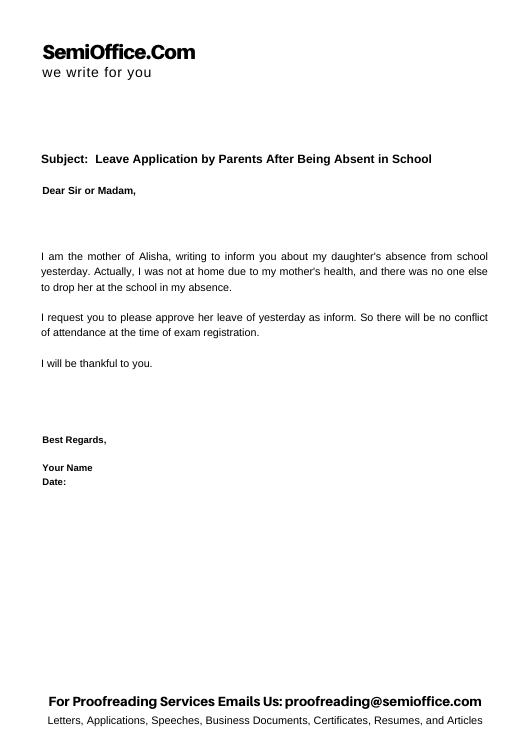  Absent School Application 10 Excuse Letters For Being Absent In 