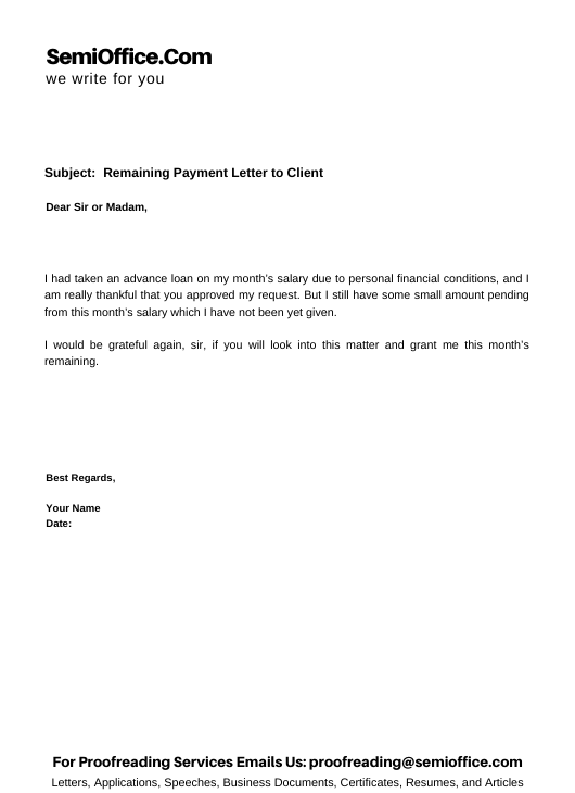 email to debtors for outstanding payment