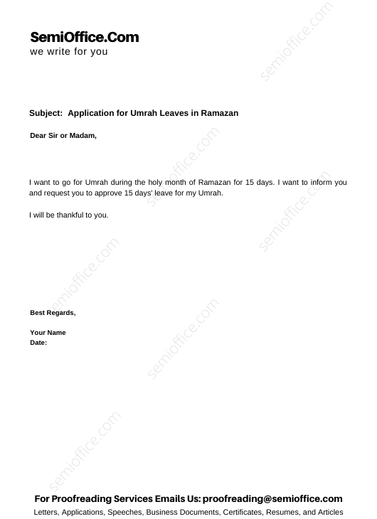 application letter for leave to perform umrah