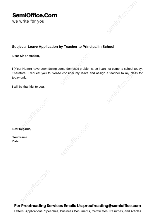 formal letter to principal sample
