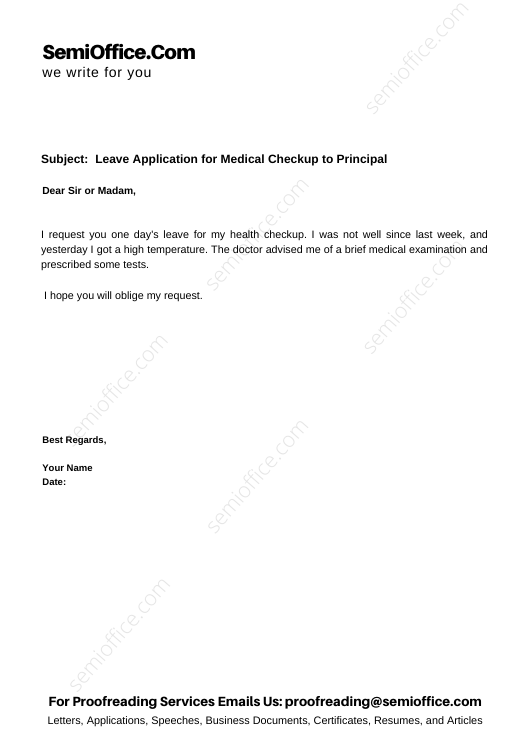 application letter to submit medical certificate