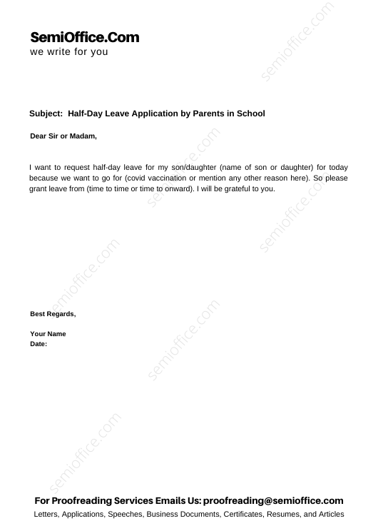 application letter for early leave from school by parents