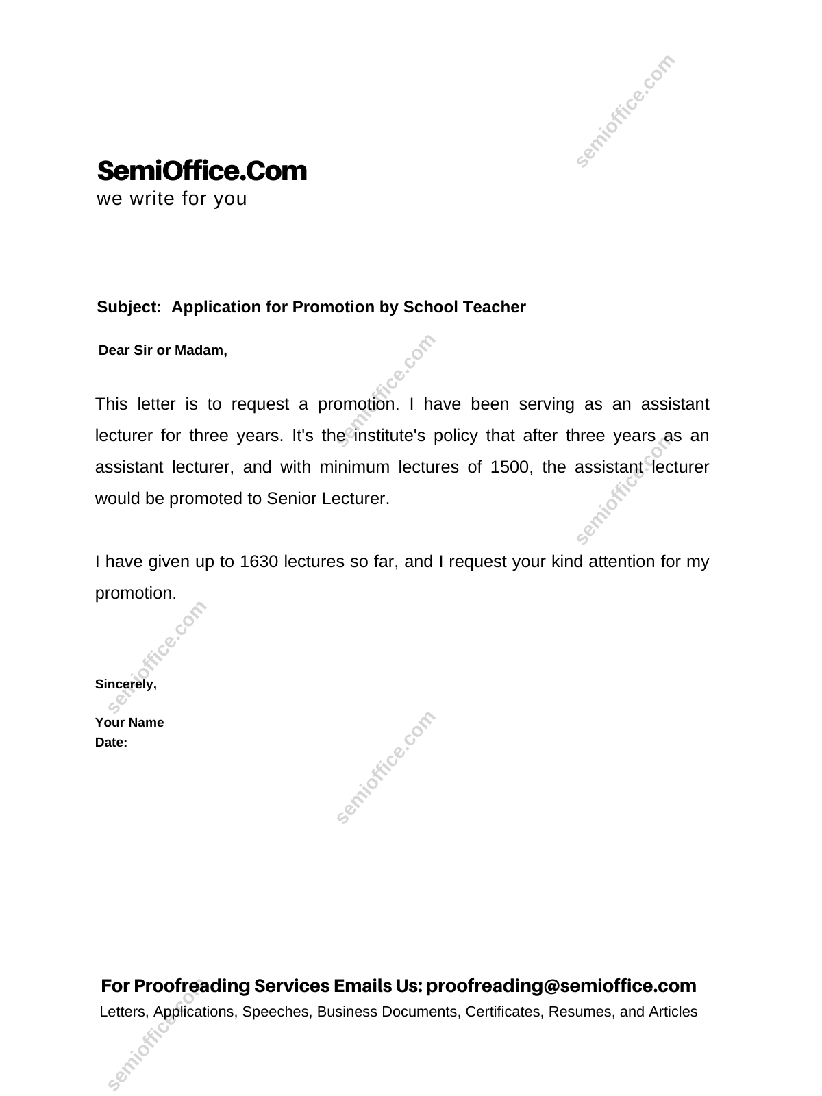application letter for promotion in teaching