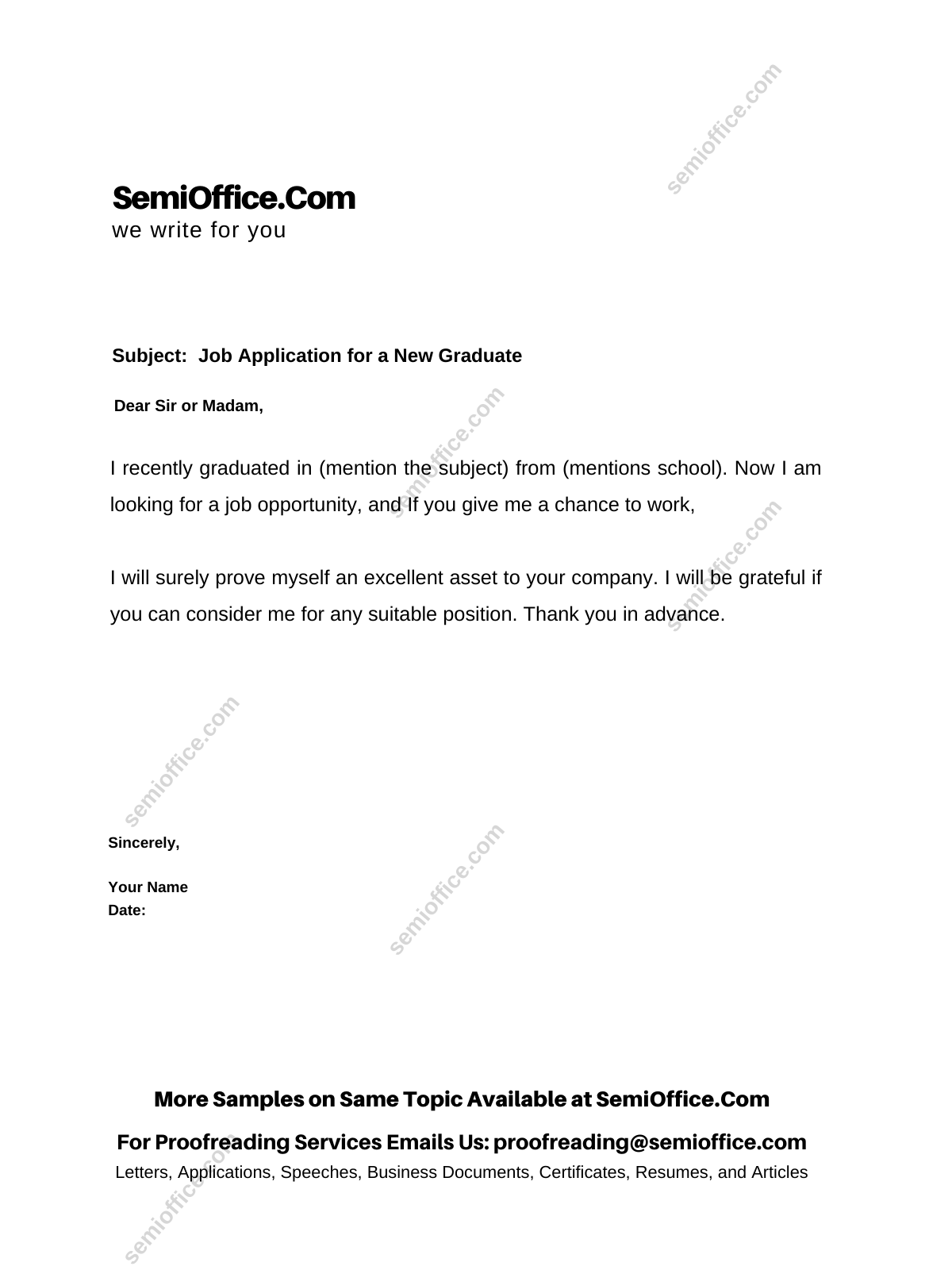 cover letter for graduate job application