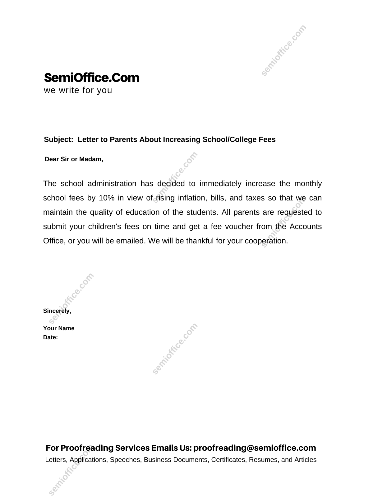 application letter for school fee discount