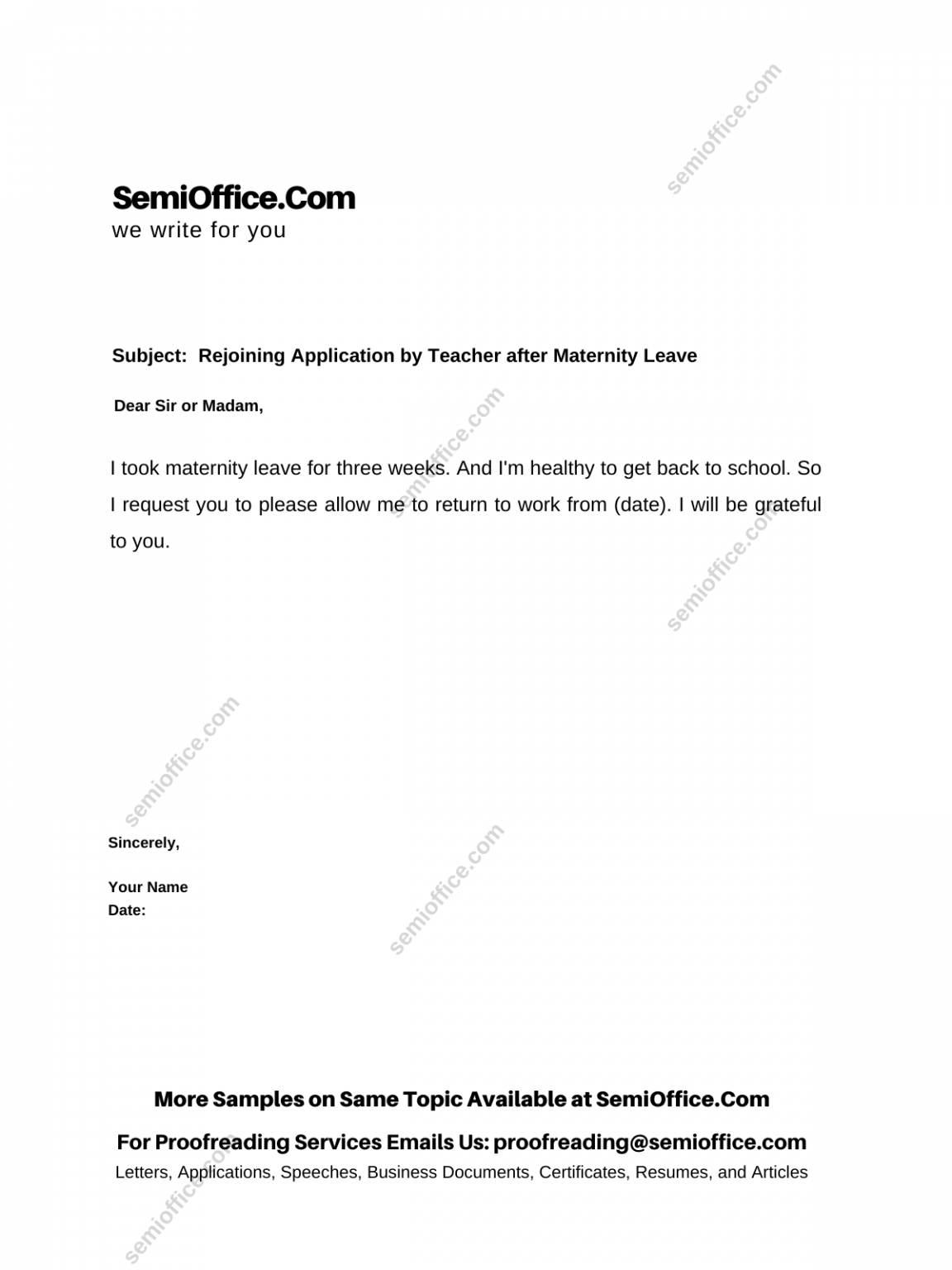 email to hr for rejoining after maternity leave