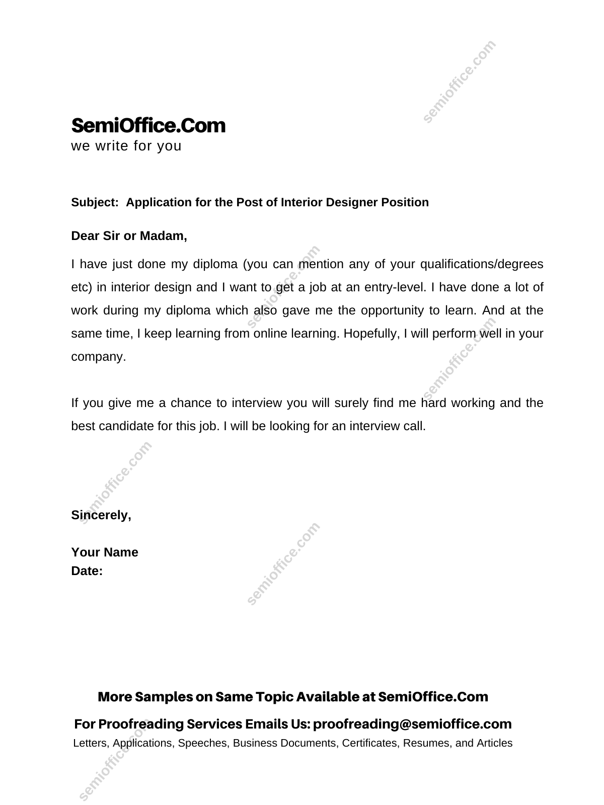 Cover Letter For Interior Designer To Apply For Jobs SemiOffice Com