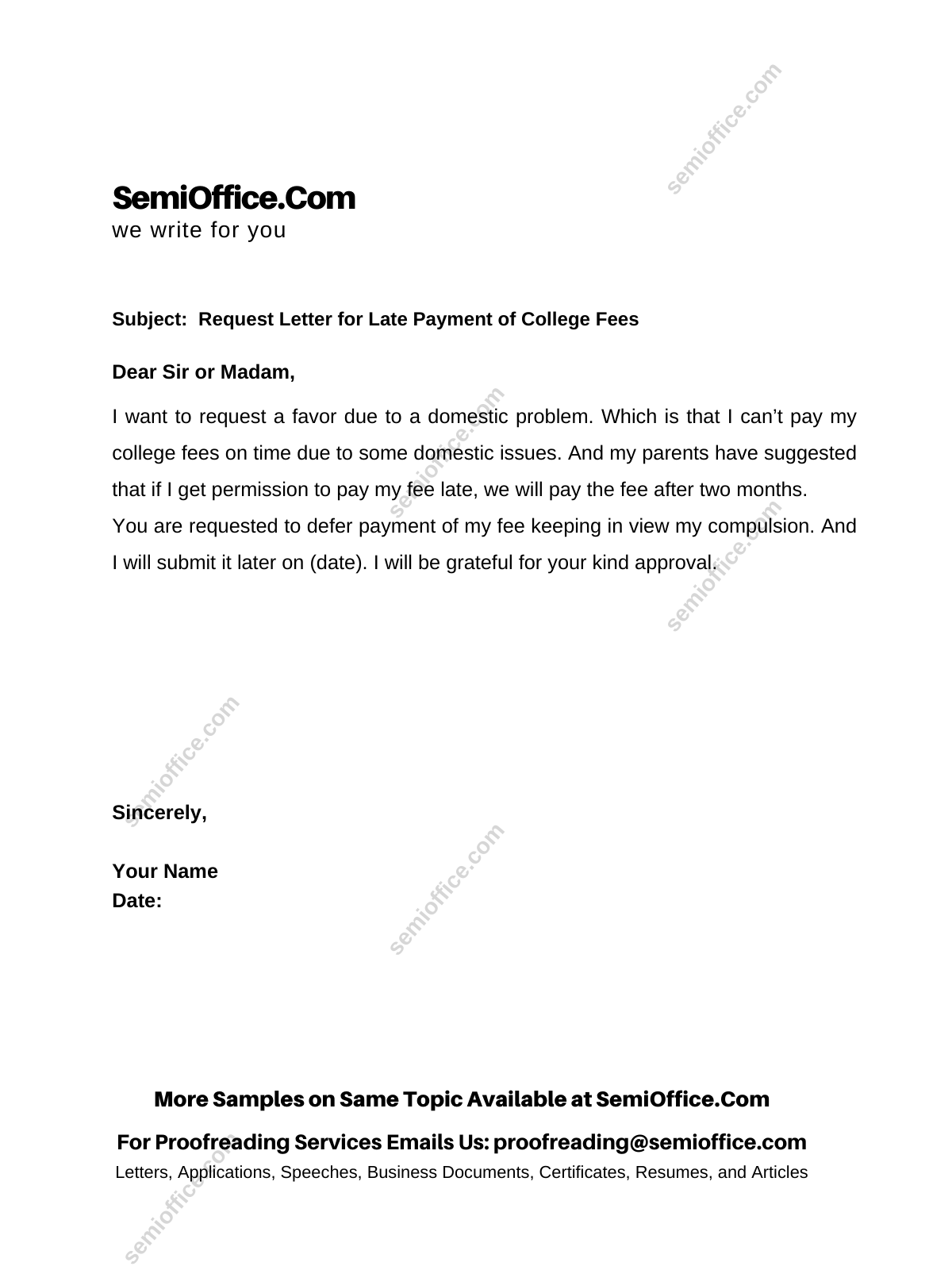 Late Payment Letter Format In Word