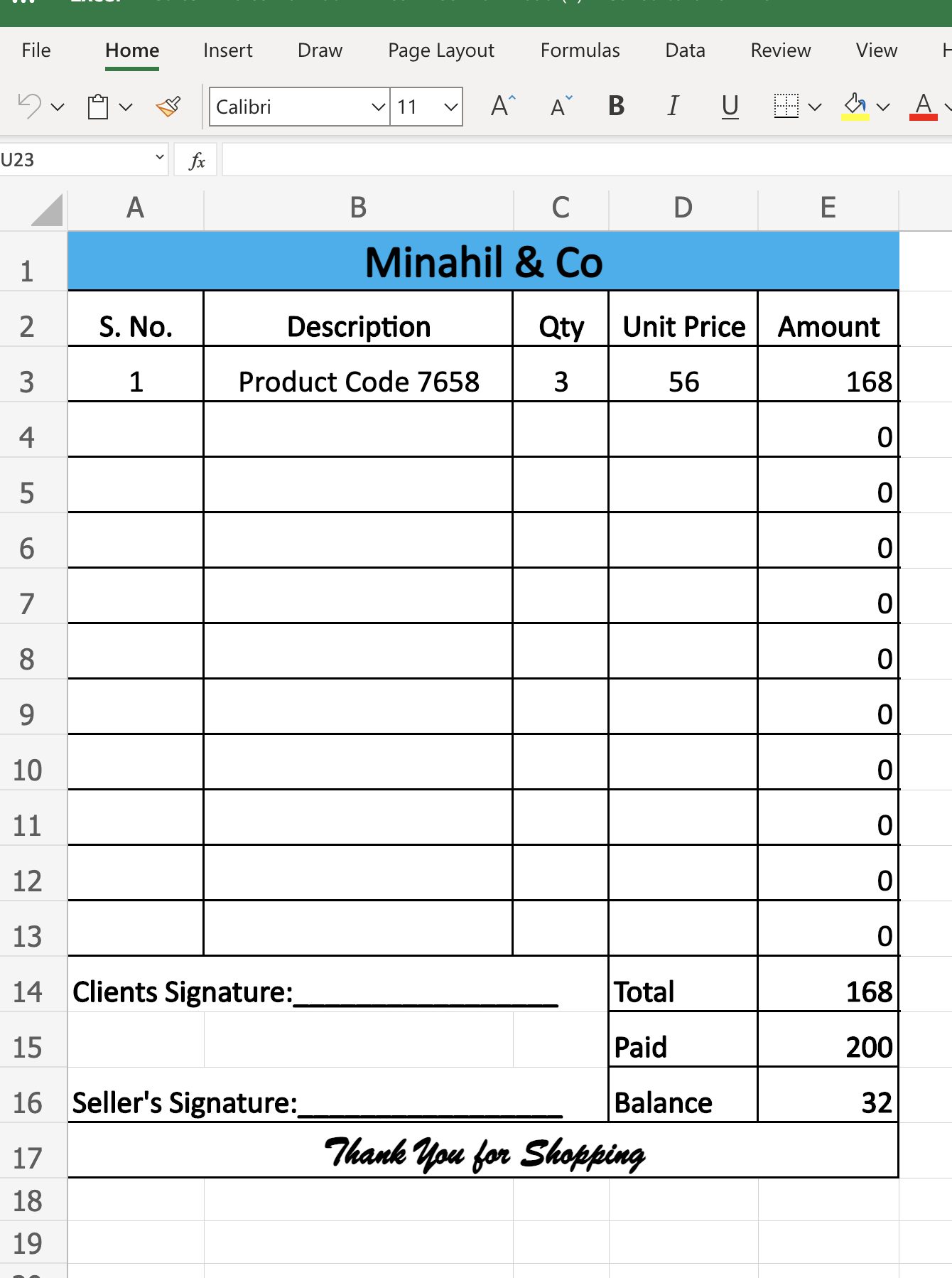 Sales Invoice Format In Excel Free Download SemiOffice Com