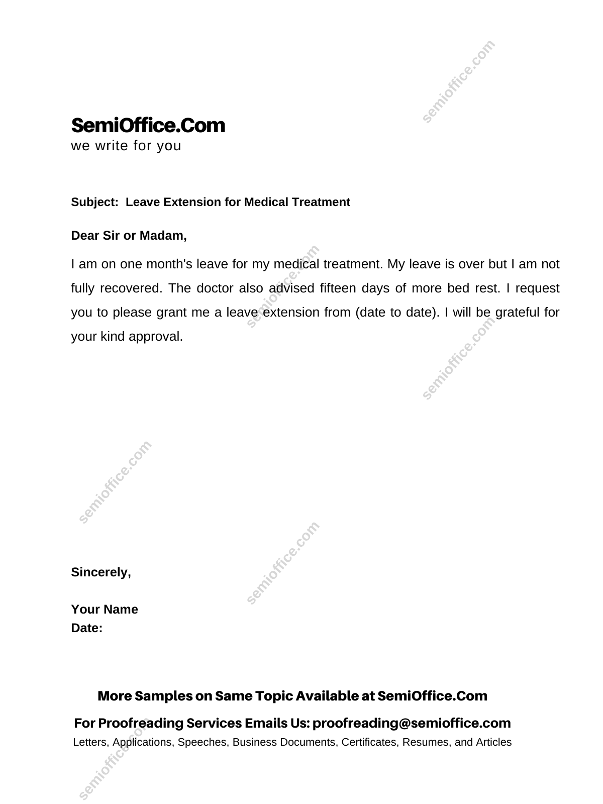 Leave Extension For Medical Treatment Semiofficecom 4513