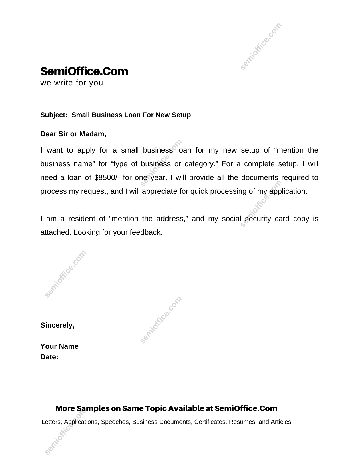 application letter for loan from company